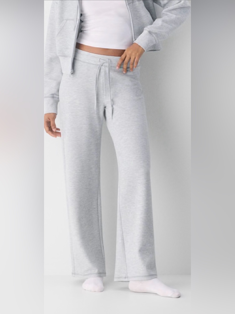 TNA Light Gray Wide-Leg Drawstring Joggers